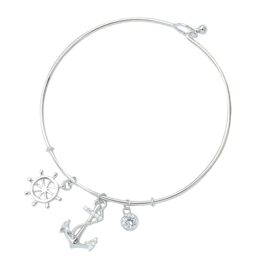 SILVER ANCHOR DANGLES BRACELET
