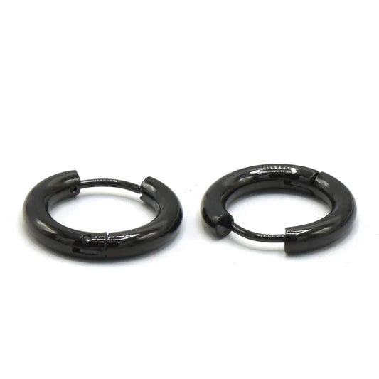 BLACK ROUND LARGE EARRINGS