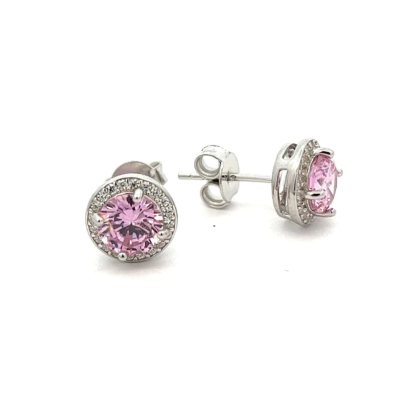 ROUND LIGHT PINK DIAMOND STUD