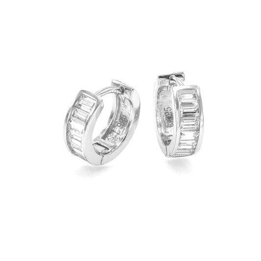 SILVER ROUND SMALL DIAMOND EARRINGS