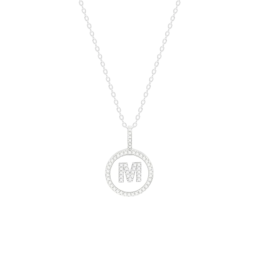 SILVER LETTER M SILVER NECKLACE