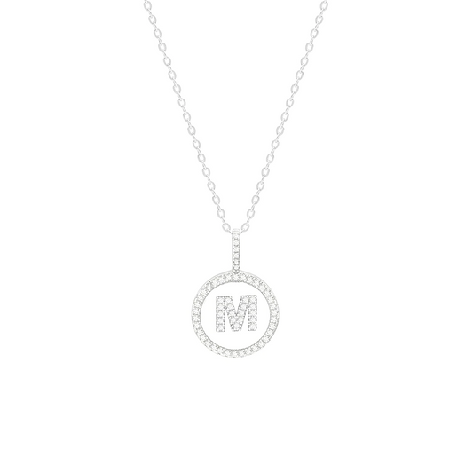 SILVER LETTER M SILVER NECKLACE