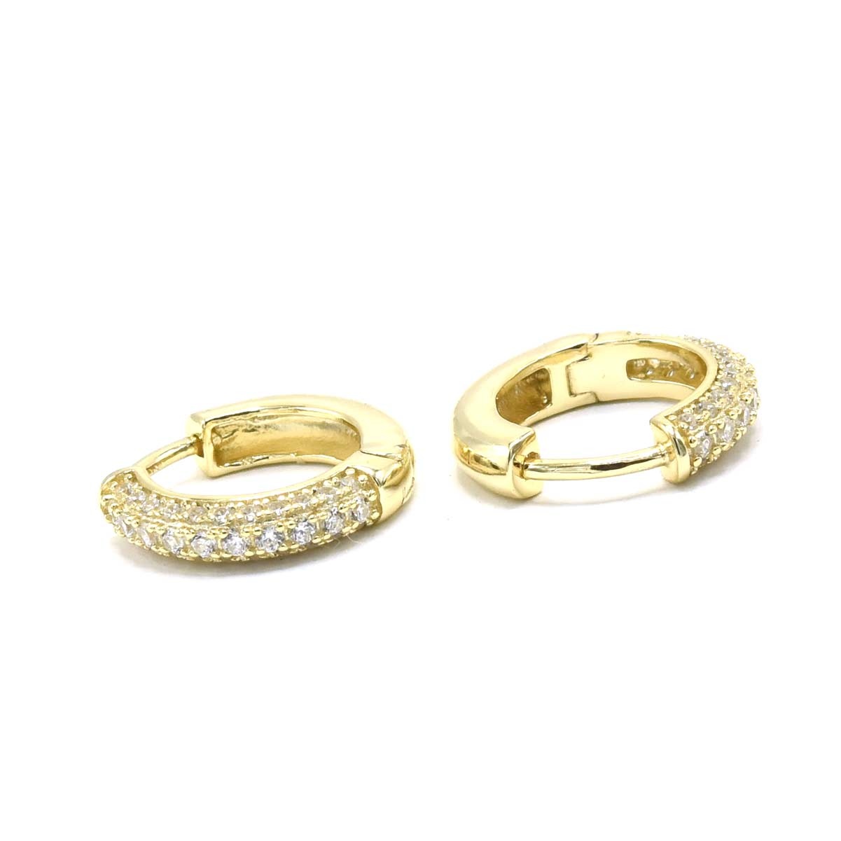 GOLD DIAMOND ROUND EARRINGS