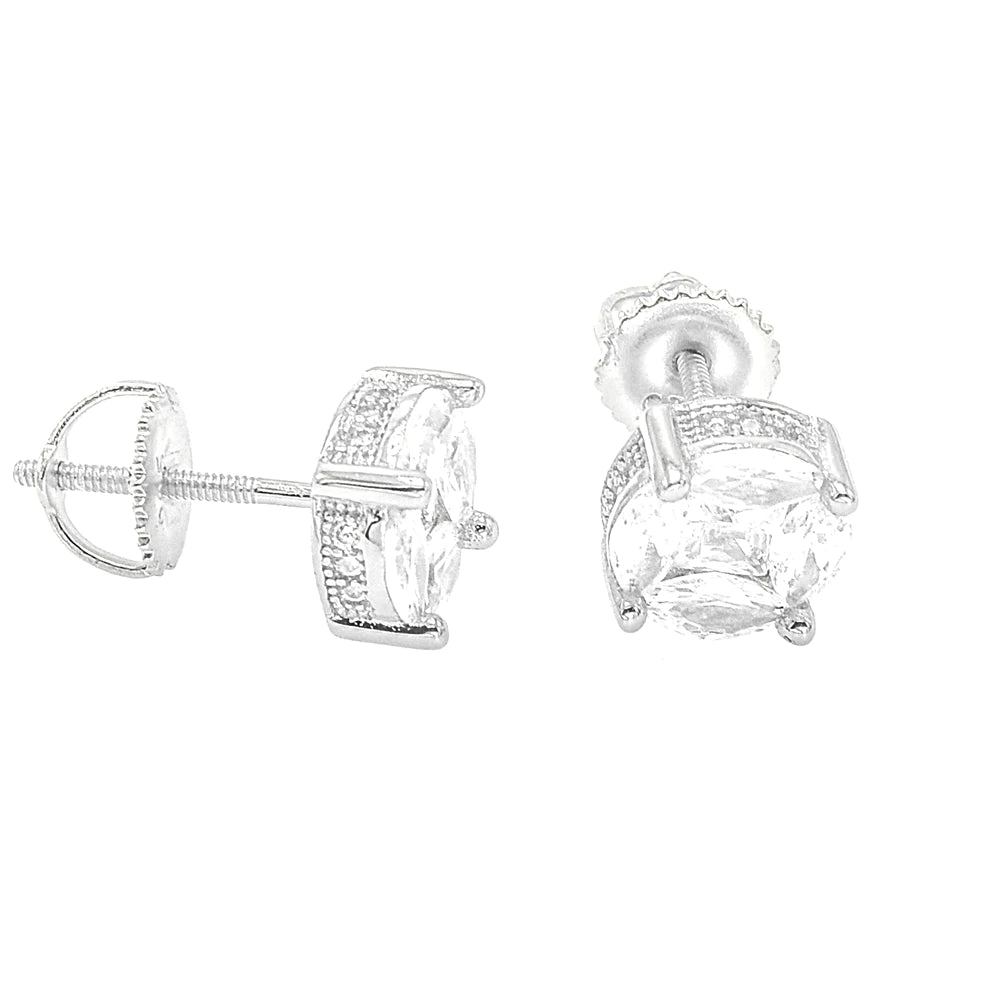 SILVER MAN DIAMOND SCREW EARRINGS
