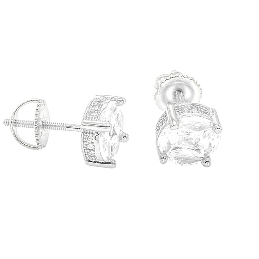 SILVER MAN DIAMOND SCREW EARRINGS
