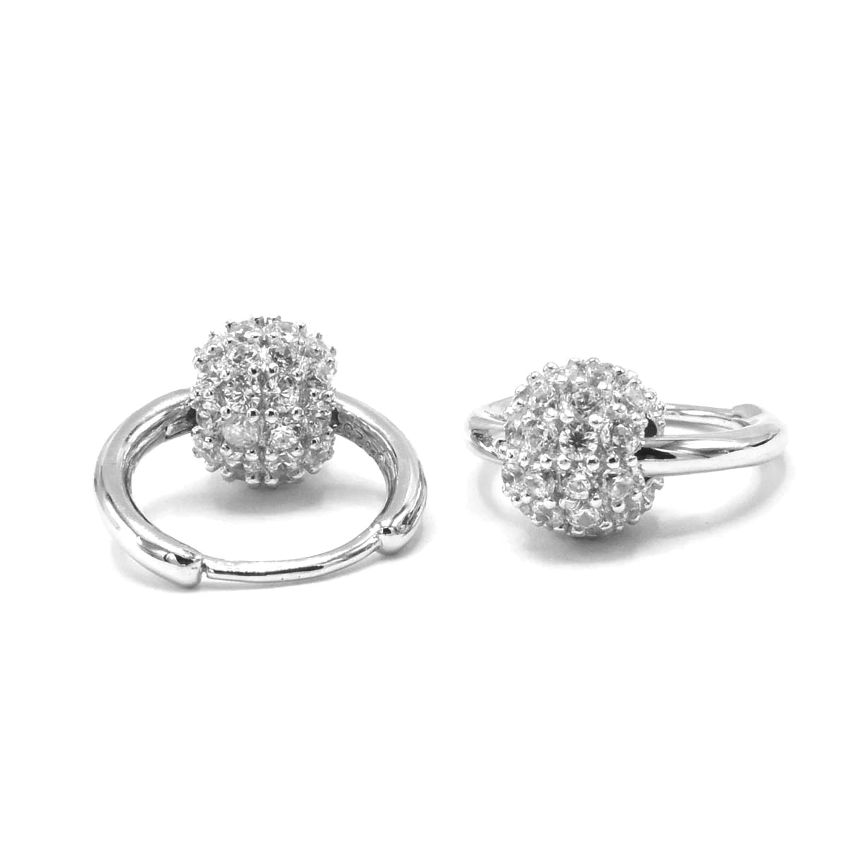 SILVER ROUND DIAMOND EARRINGS