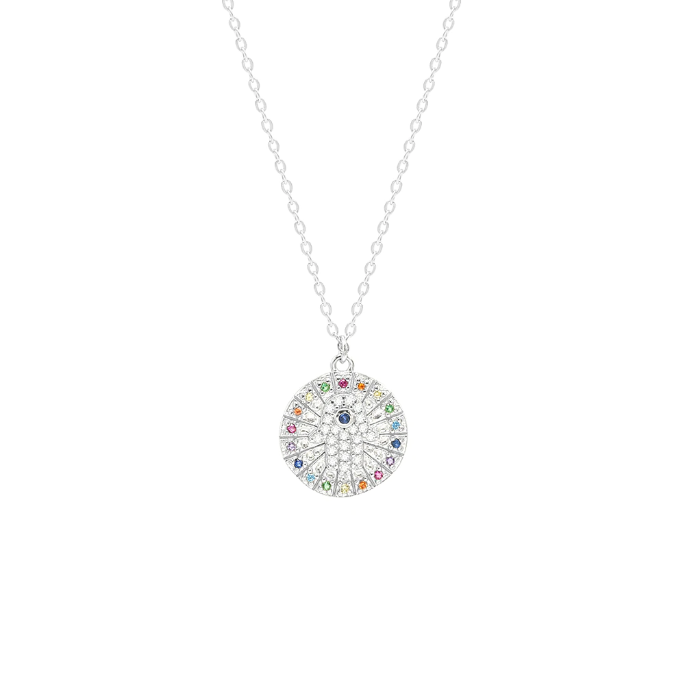 SILVER MULTICOLOR HAND CIRCLE NECKLACE