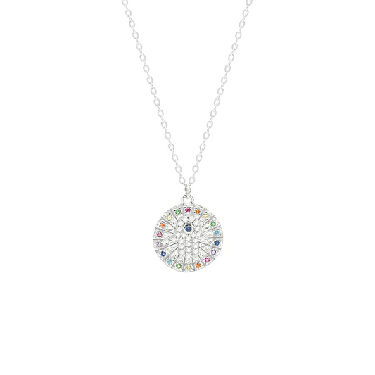 SILVER MULTICOLOR HAND CIRCLE NECKLACE