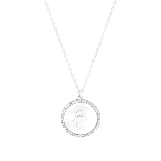 SILVER HAND CIRCLE NECKLACE