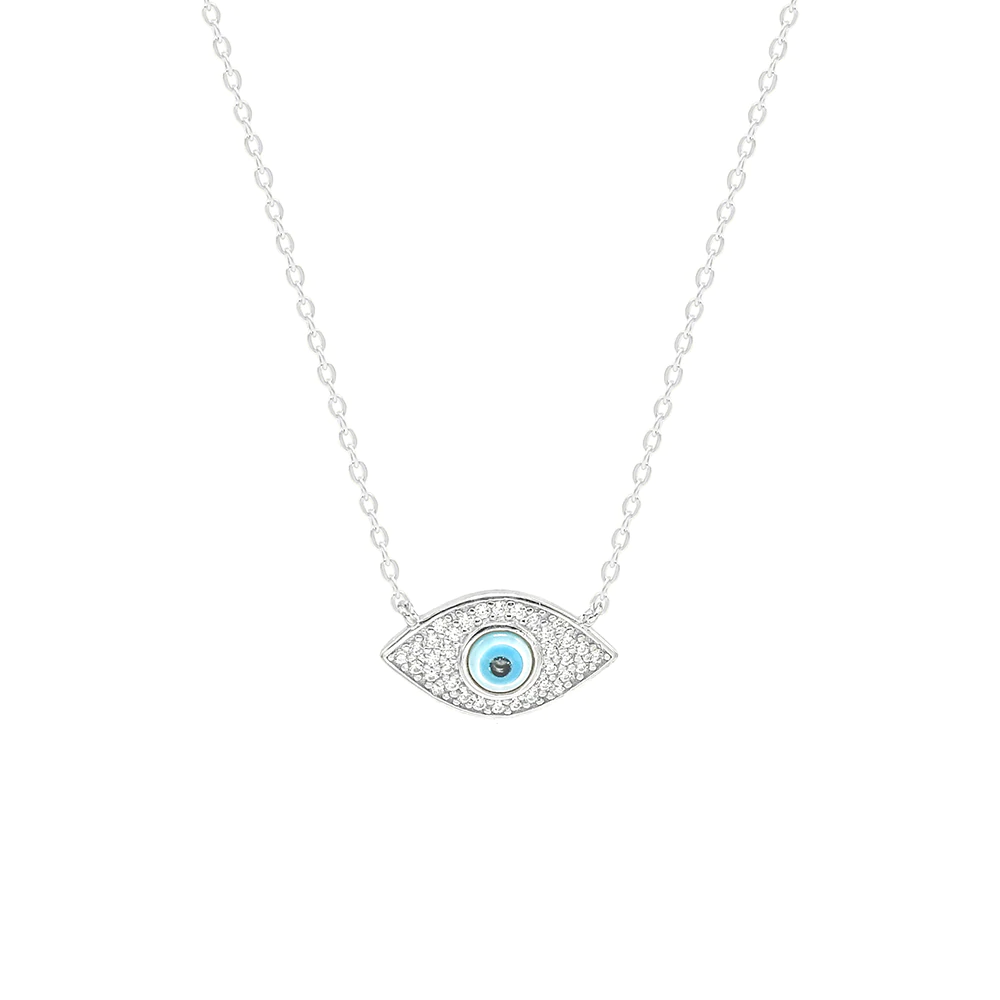 SILVER BLUE EYE NECKLACE