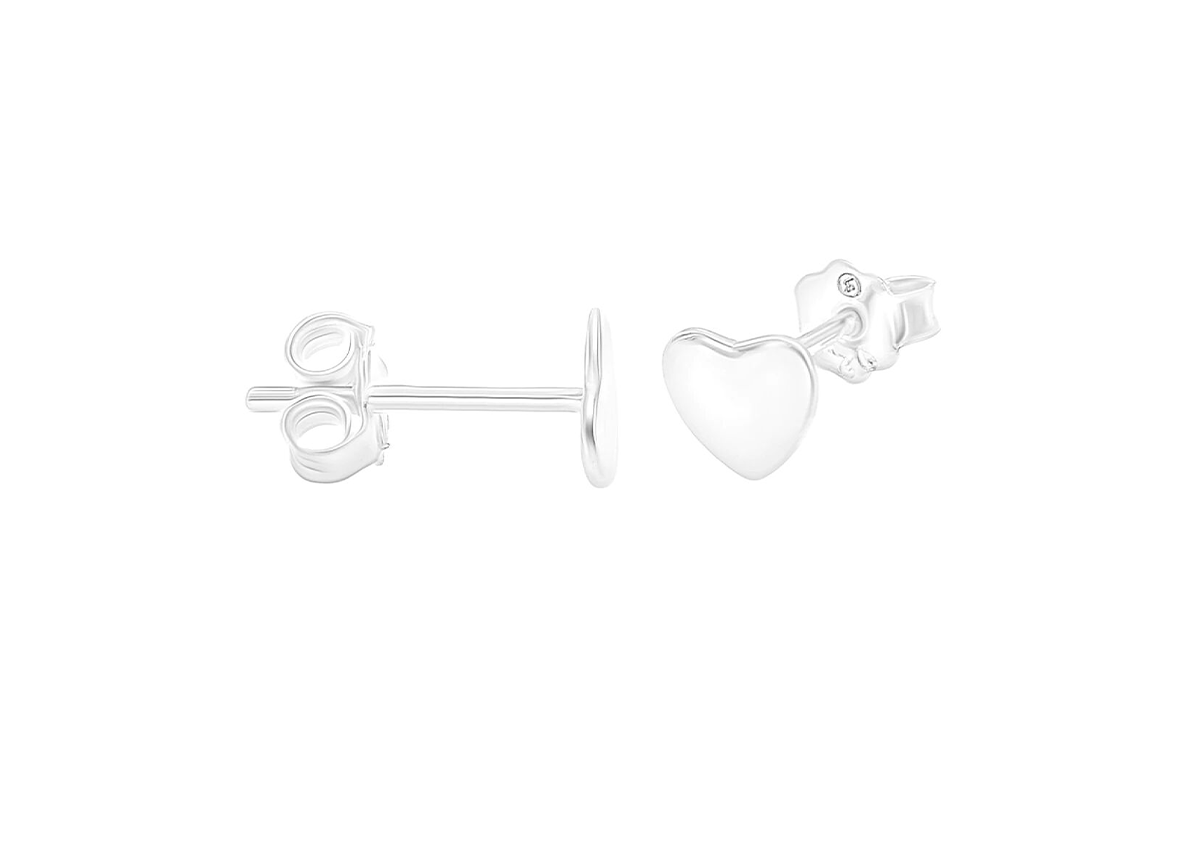 SILVER HEART STUD EARRINGS