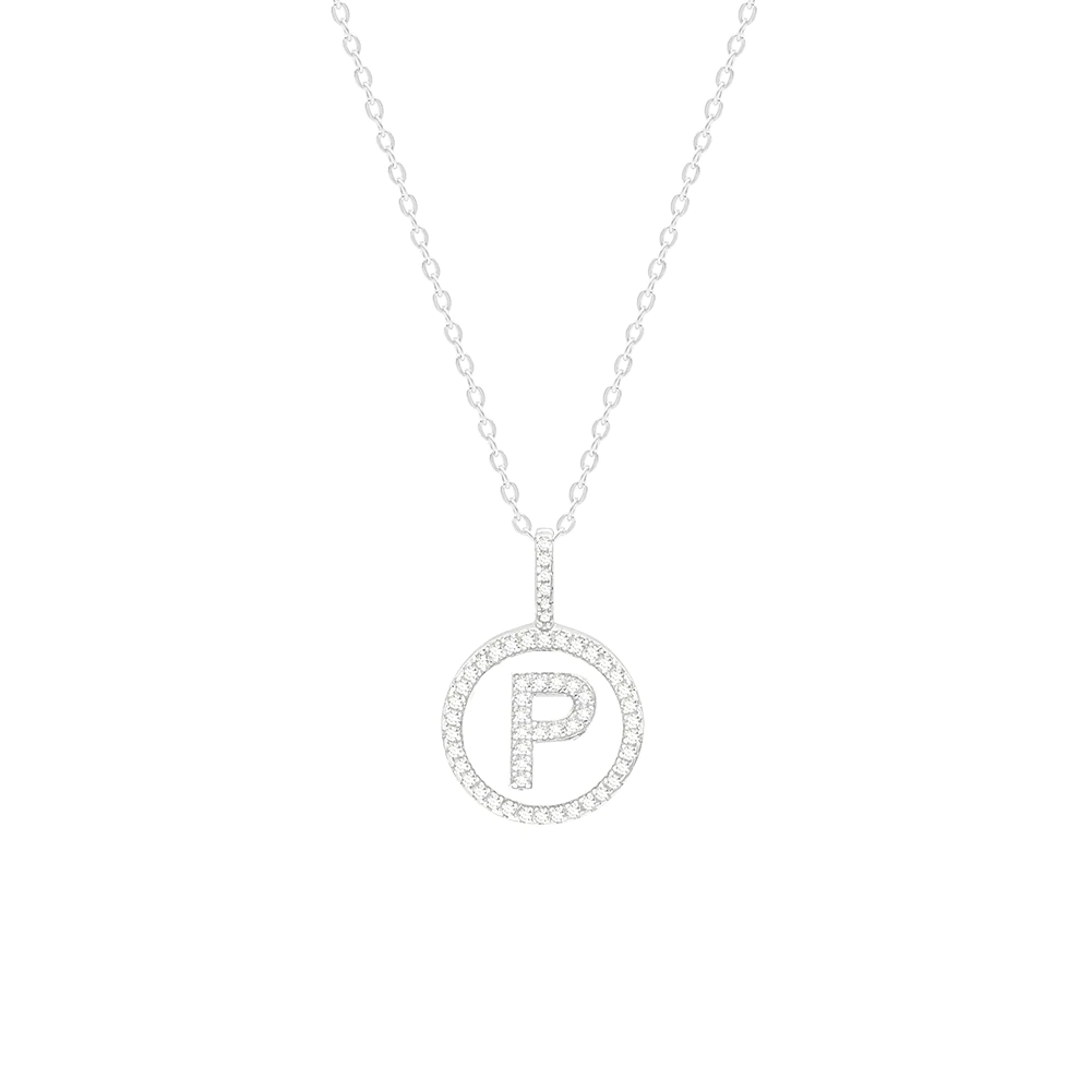 SILVER LETTER P SILVER NECKLACE