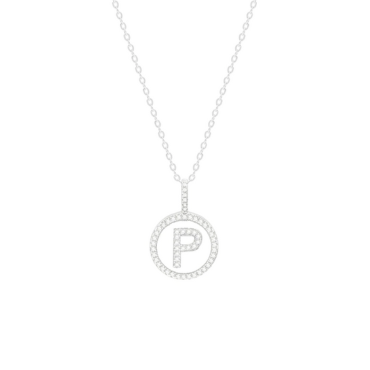 SILVER LETTER P SILVER NECKLACE