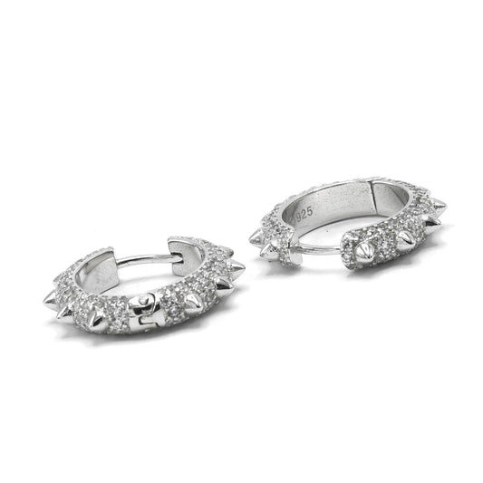 SILVER POINTY ROUND EARRINGS