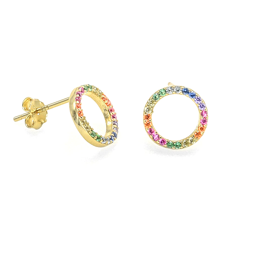GOLD ROUND MULTICOLOR EARRINGS