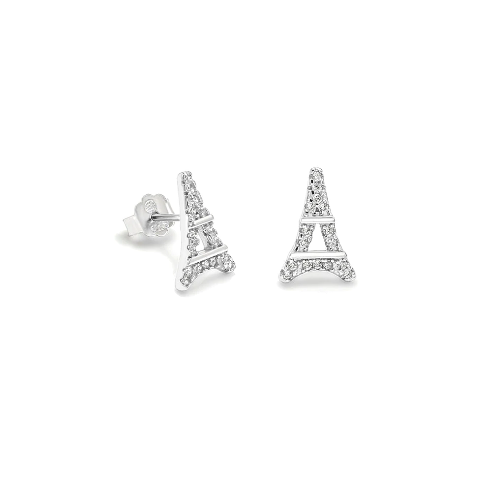 SILVER EIFFEL TOWER EARRINGS