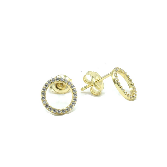 GOLD DIAMOND CIRCLE EARRINGS