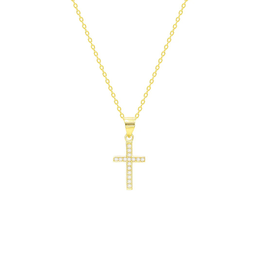 GOLD CROSS WITH ENCRUSTED DIAMOND NECKLACE