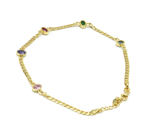 GOLD MULTICOLOR CIRCLES ANKLE