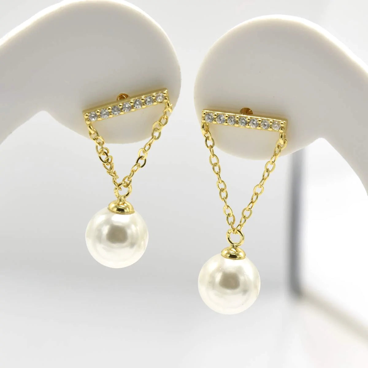 BAR DANGLE PEARL EARRINGS