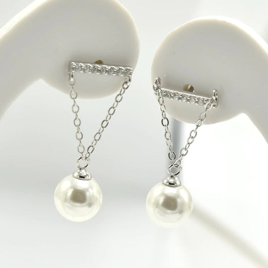 BAR DANGLE PEARL EARRINGS