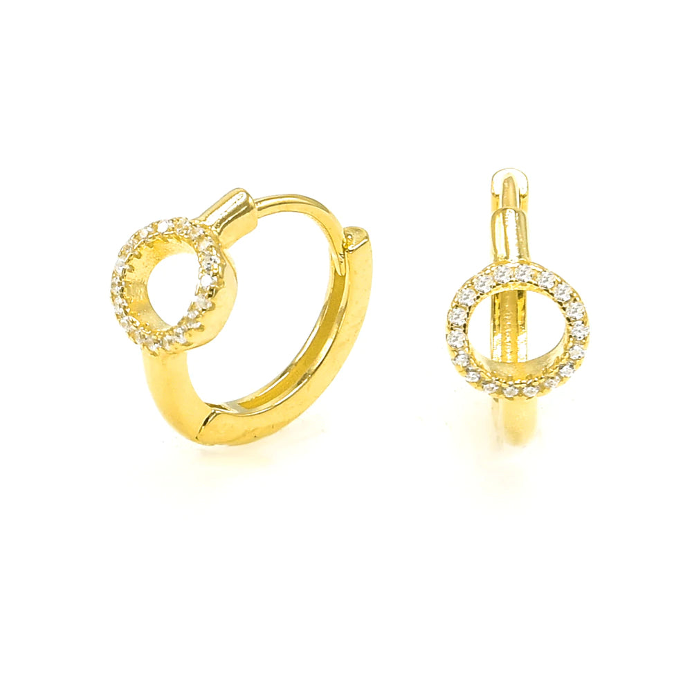 GOLD ROUND WITH CIRCLE DIAMOND EARRINGS