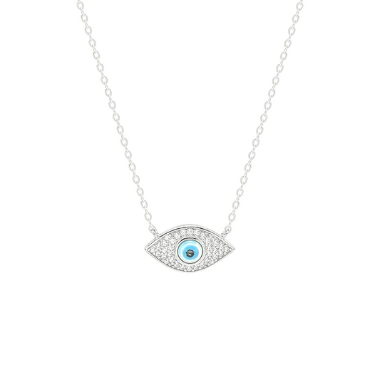 SILVER BLUE EYE NECKLACE