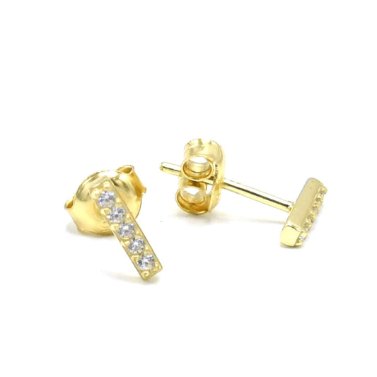 GOLD SMALL DIAMOND BAR EARRINGS