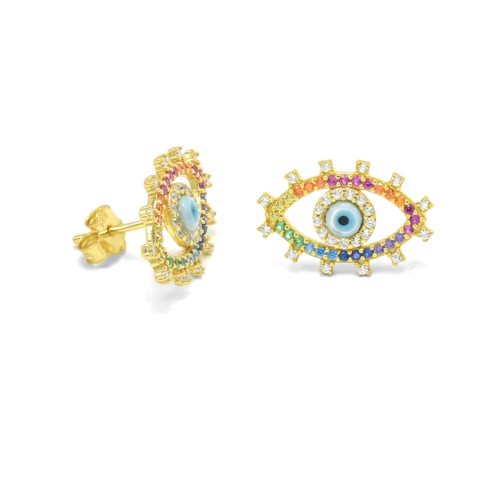 GOLD MULTICOLOR EYE EARRINGS